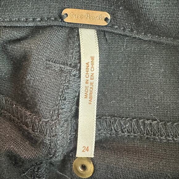 Free People Womens Moto Skinny Slim Fit Classic Low Rise Solid Black Jeggings 24 - Picture 8 of 8